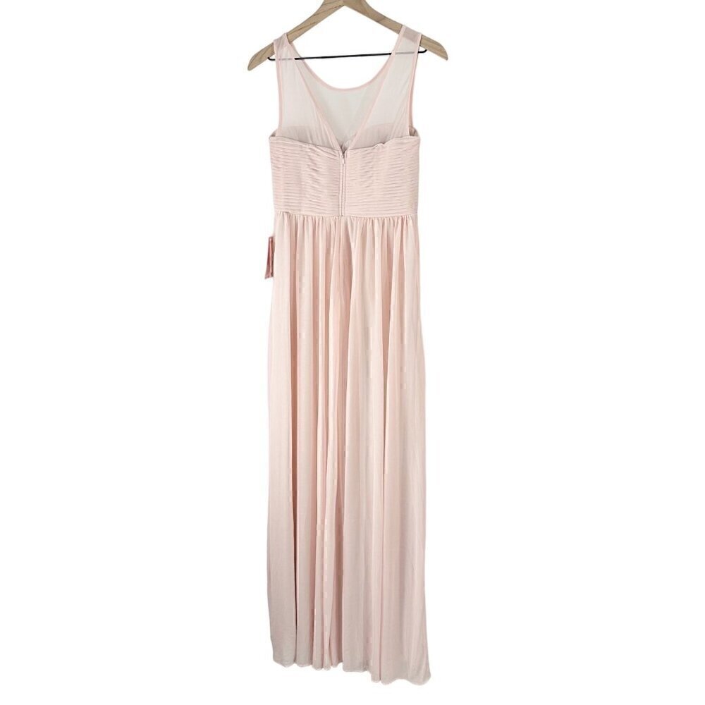 Birdy Grey Ryan Ruched Mesh Overlay Empire‎ Waist Gown Blush Pink Medium - Picture 10 of 12